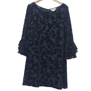 Jessica H Flocked Black Dress Size 14 Whimsigoth Witchy Dark Romantic